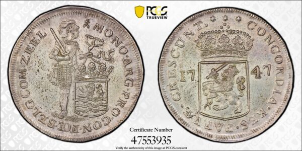 Zilveren dubbele Dukaat 1747 Piedfort MS61 PCGS