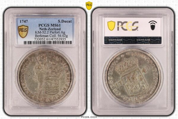 Zilveren dubbele Dukaat 1747 Piedfort MS61 PCGS