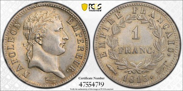 1 Franc 1813 Flag Utrecht PCGS UNC