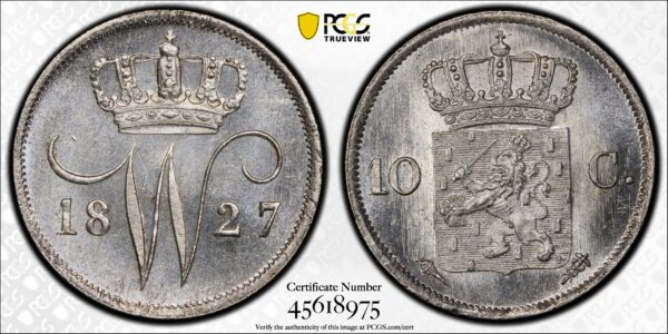 10 cent 1827 Utrecht MS66 PCGS