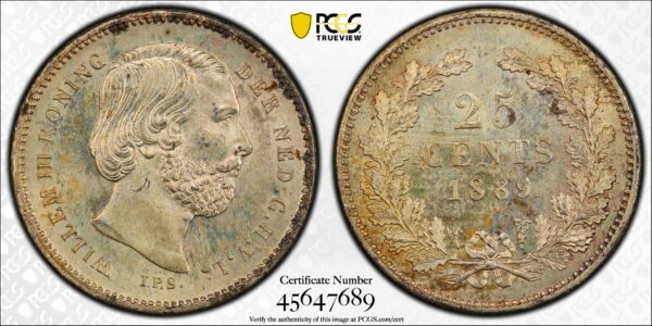 25 cent 1889 MS64 PCGS