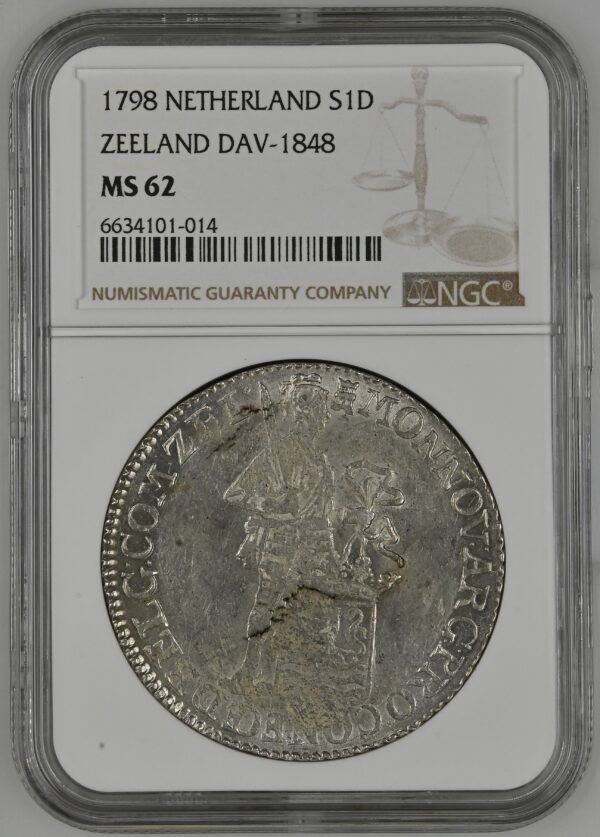 Bataafse Republiek Zeeland ZIlveren Dukaat 1798 NGC MS62