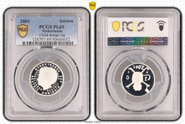 Koningin Beatrix zilveren 1 gulden 2001 Loeki - PL69 PCGS Tim van Melis (pop 1/0 = TOP POP) Zeldzaam