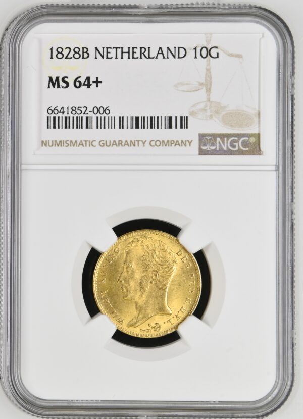 Gouden 10 gulden 1828 NGC MS64+ incuse