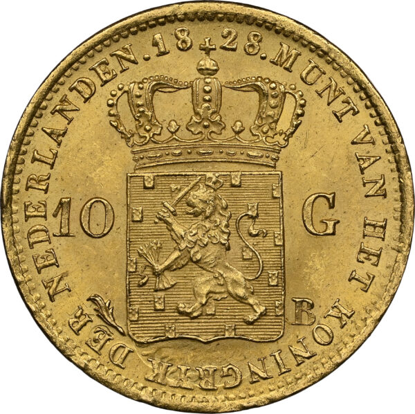 Gouden 10 gulden 1828 NGC MS64+ incuse