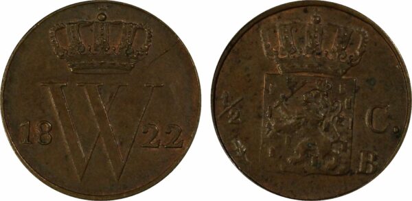 1/2 cent 1822 Brussel MS62 BN PCGS