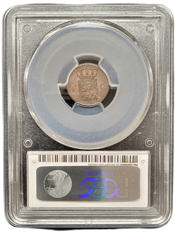 0.5 cent 1822 utrecht pcgs ms62BN back
