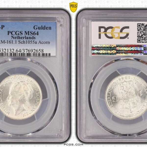 1 Gulden 1944 doorloper MS64 PCGS