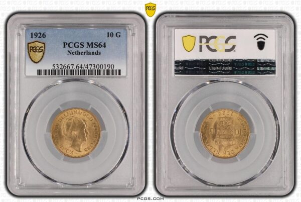 10 gulden 1926 MS64 PCGS