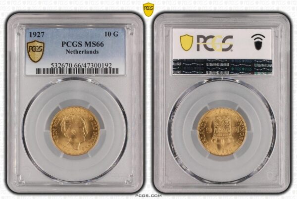 10 gulden 1927 MS66 PCGS Pop 24/10