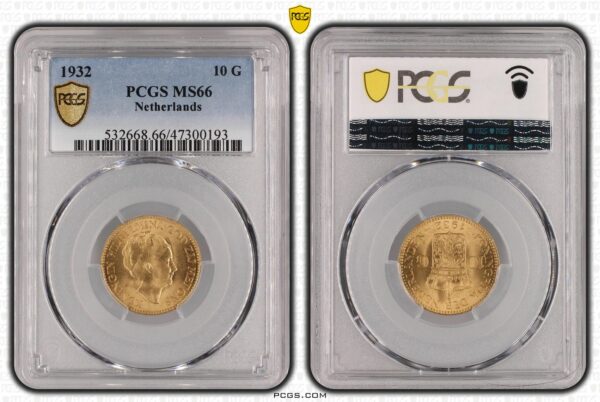 10 gulden 1932 MS66 PCGS