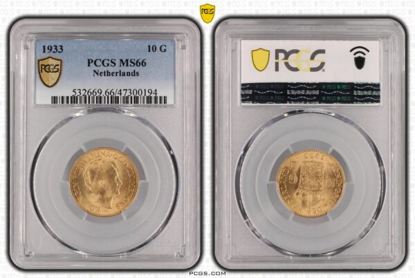 10 gulden 1933 MS66 PCGS