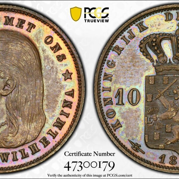 Bronzen 10 gulden 1891 SP63 PCGS