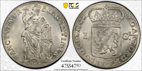 Gelderland 1 gulden 1763 MS64 PCGS 1