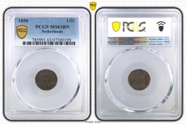 1/2 cent 1850 MS63 BN PCGS