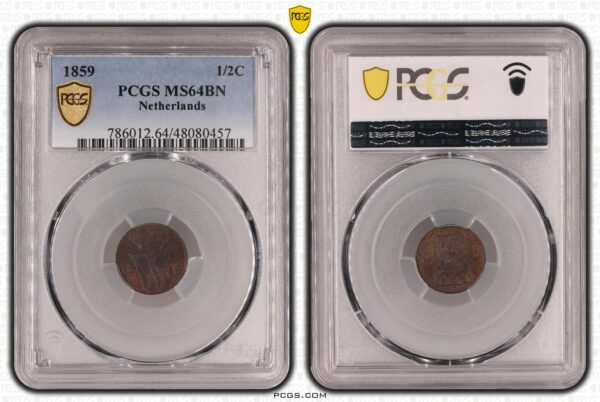 Koperen 1/2 cent 1859 MS64 BN PCGS