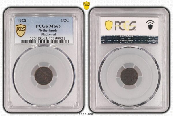 1/2 cent 1928 MS63 blackened pcgs