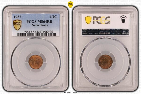 1/2 cent 1937 MS64 RB PCGS