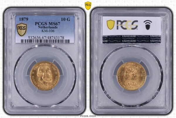 10 Gulden 1879 MS67 PCGS