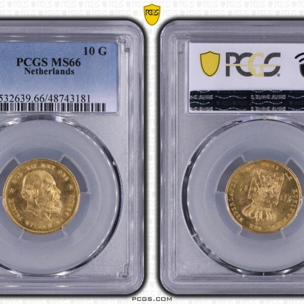 10 Gulden 1886 PCGS MS66