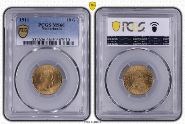 10 gulden 1911 MS66 PCGS