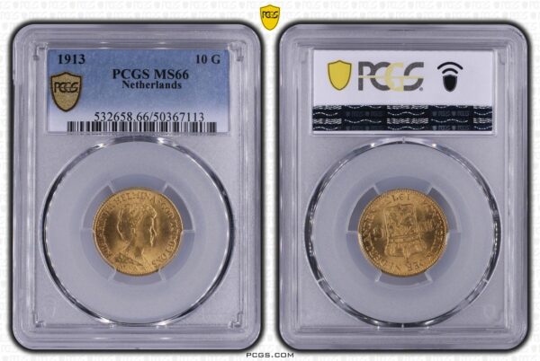 10 gulden 1913 MS66 PCGS
