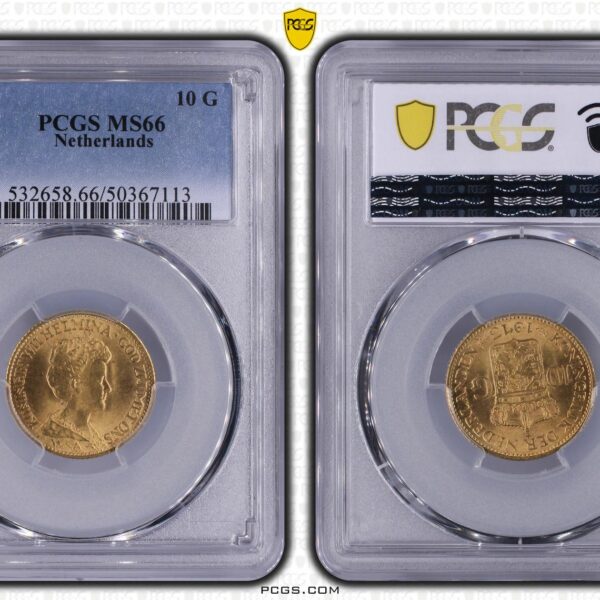 10 gulden 1913 MS66 PCGS