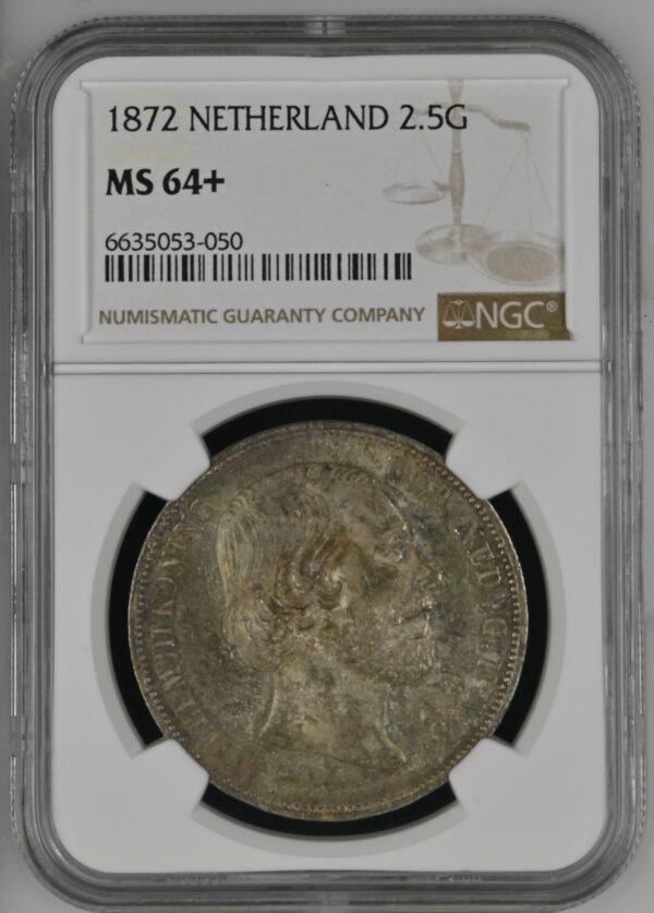 2 1/2 gulden 1872 NGC MS64+ gecertificeerd