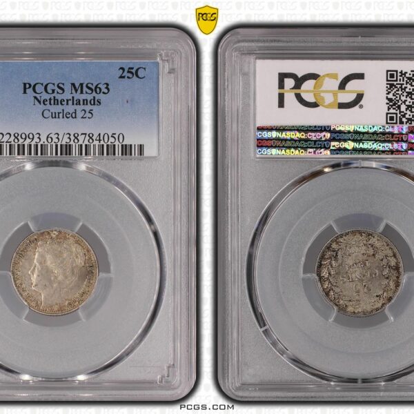 25 cent 1901 Brede Hals PCGS MS63