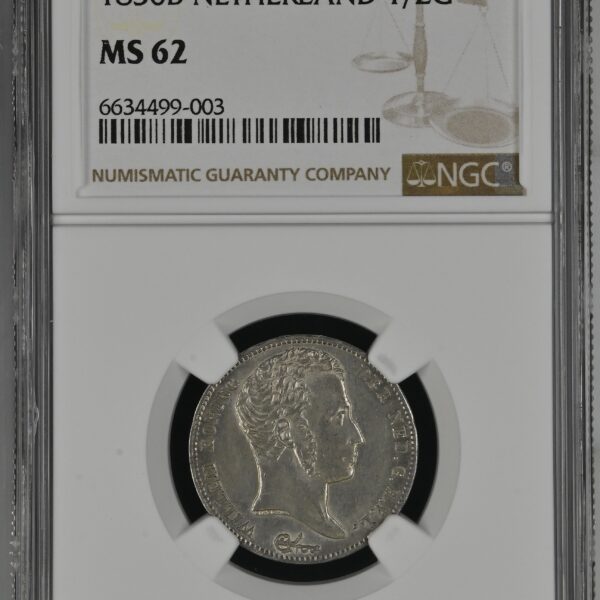Halve gulden 1830 Brussel NGC MS62 Top Pop jaartalwijziging