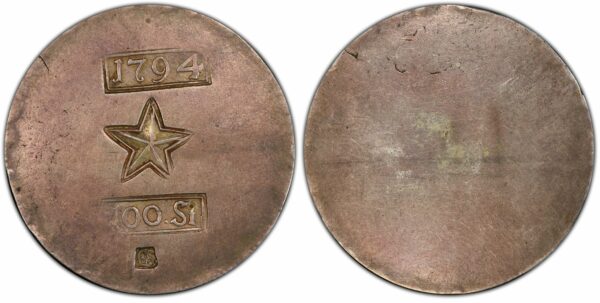 Maastricht Zilveren noodmunt 100 stuivers 1794 Berkman Collectie PCGS AU53