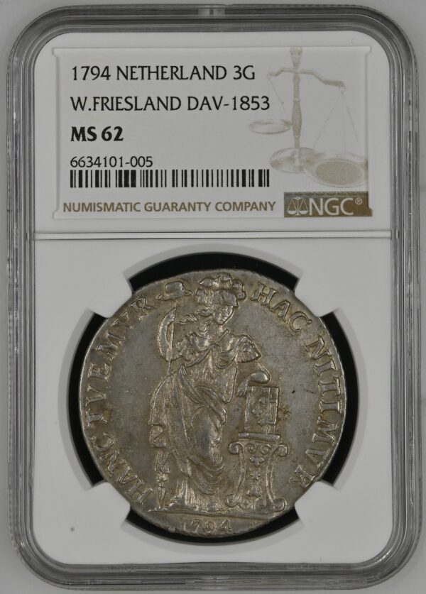 West Friesland 3 gulden 1794 Generaliteits MS62 NGC