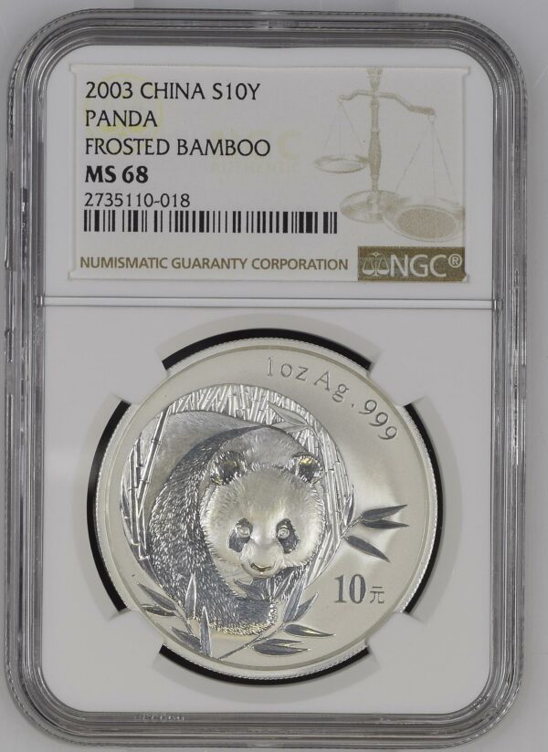 Chinese panda 2003 Frosted Bamboo NGC MS68