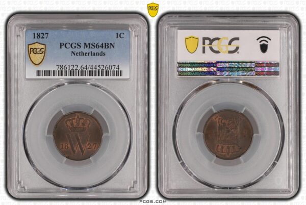 1 Cent 1827 Utrecht MS64 BN PCGS