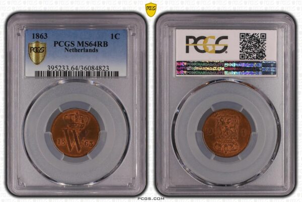 1 Cent 1863 MS64 RB PCGS