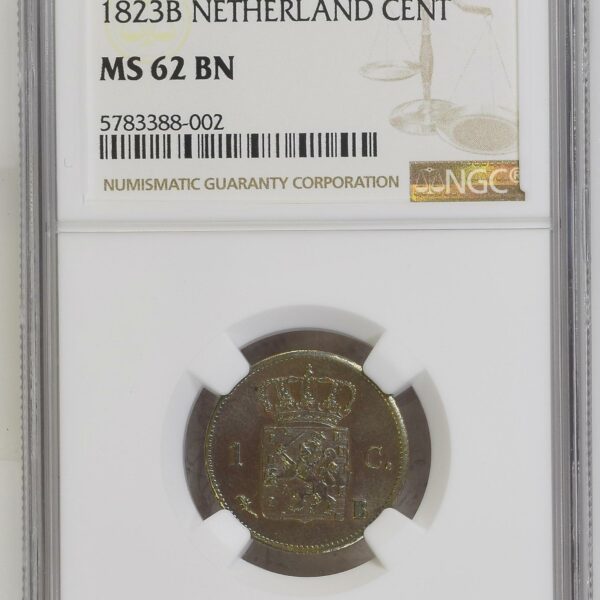 1 cent 1823 Brussel NGC MS62 BN