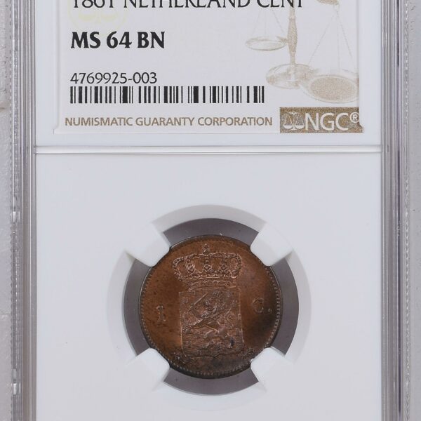 1 cent 1861 NGC MS64 BN