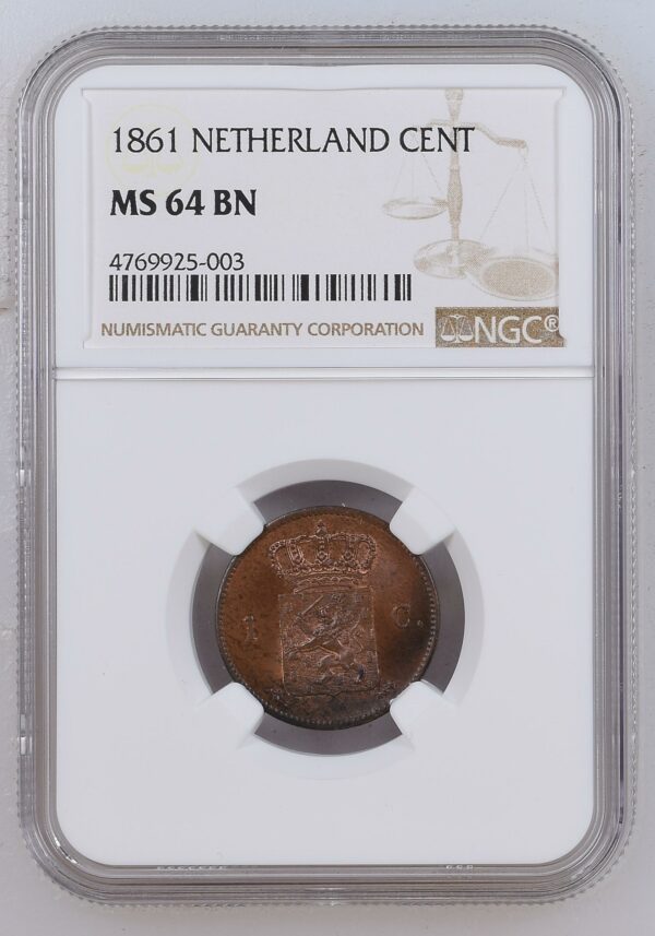 1 cent 1861 NGC MS64 BN