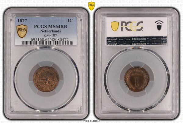 Complete serie 1 cent 1877 t/m 1884 PCGS gecertificeerd