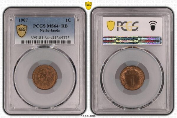 1 cent 1907 ms64+ RB PCGS gecertificeerd