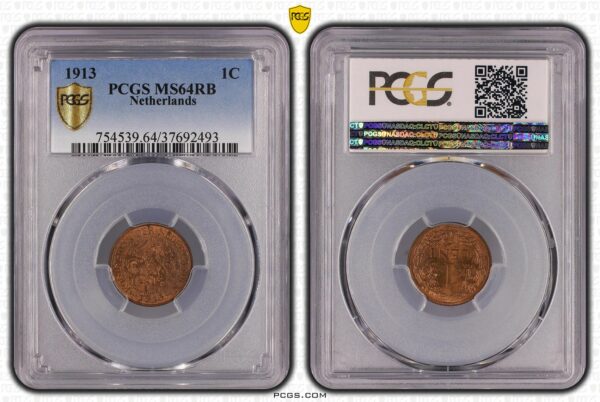 1 cent 1913 MS64 RB Ongezwart PCGS