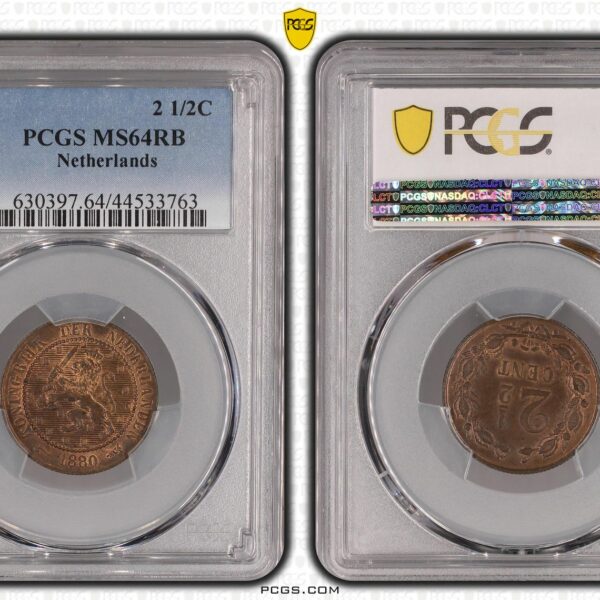 2 1/2 cent 1880 MS64 RB PCGS