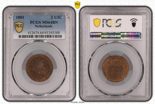 2 1/2 cent 1881 MS64 BN PCGS