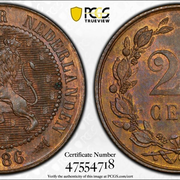 2 1/2 Cent 1886 MS64 RB PCGS