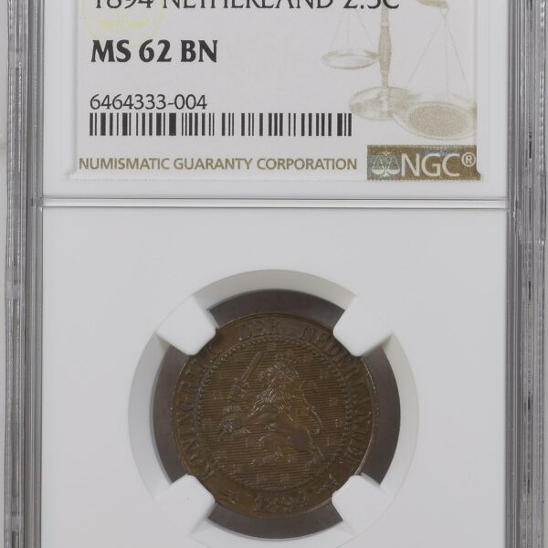 2 1/2 cent 1894 MS62 BN NGC