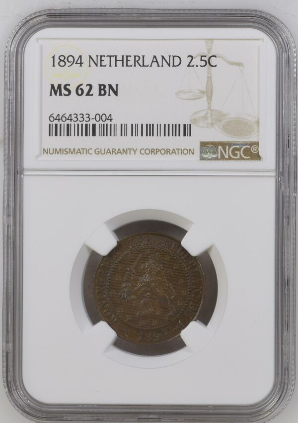 2 1/2 cent 1894 MS62 BN NGC