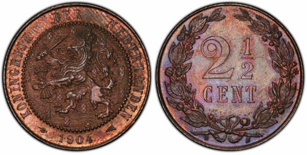 2 1/2 cent 1904 MS64 BN PCGS