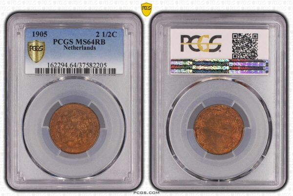 2 1/2 cent 1905 MS64 RB PCGS