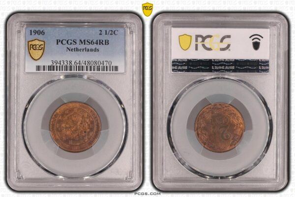 2 1/2 cent 1906 MS64 RB PCGS