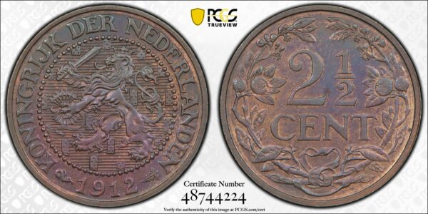 Proof 2 1/2 cent 1912 PR66 BN PCGS